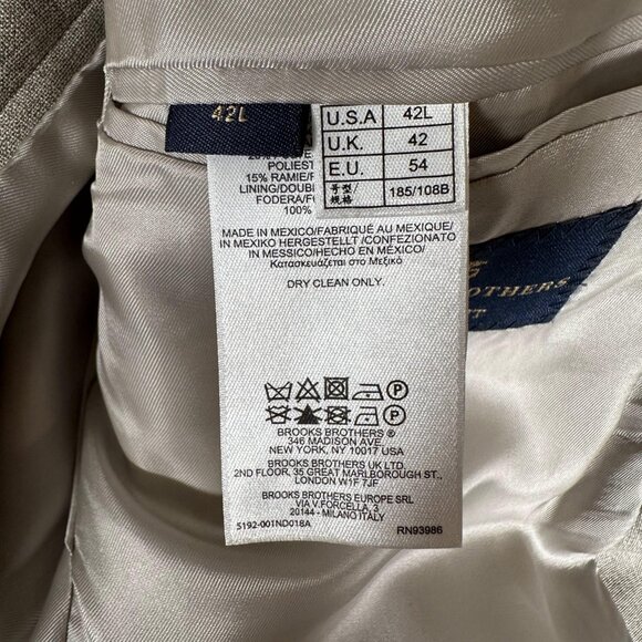 Brooks Brothers Blazer Men Size 42L Beige Regent Fit Casual Wool Blend EUC - Picture 9 of 14